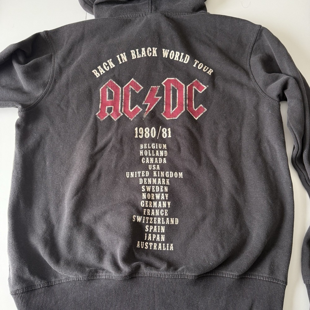 AC/DC Back In Black Hoodie Size Small 1980/81 Tour Rock Band Sweatshirt - Picture 4 of 5